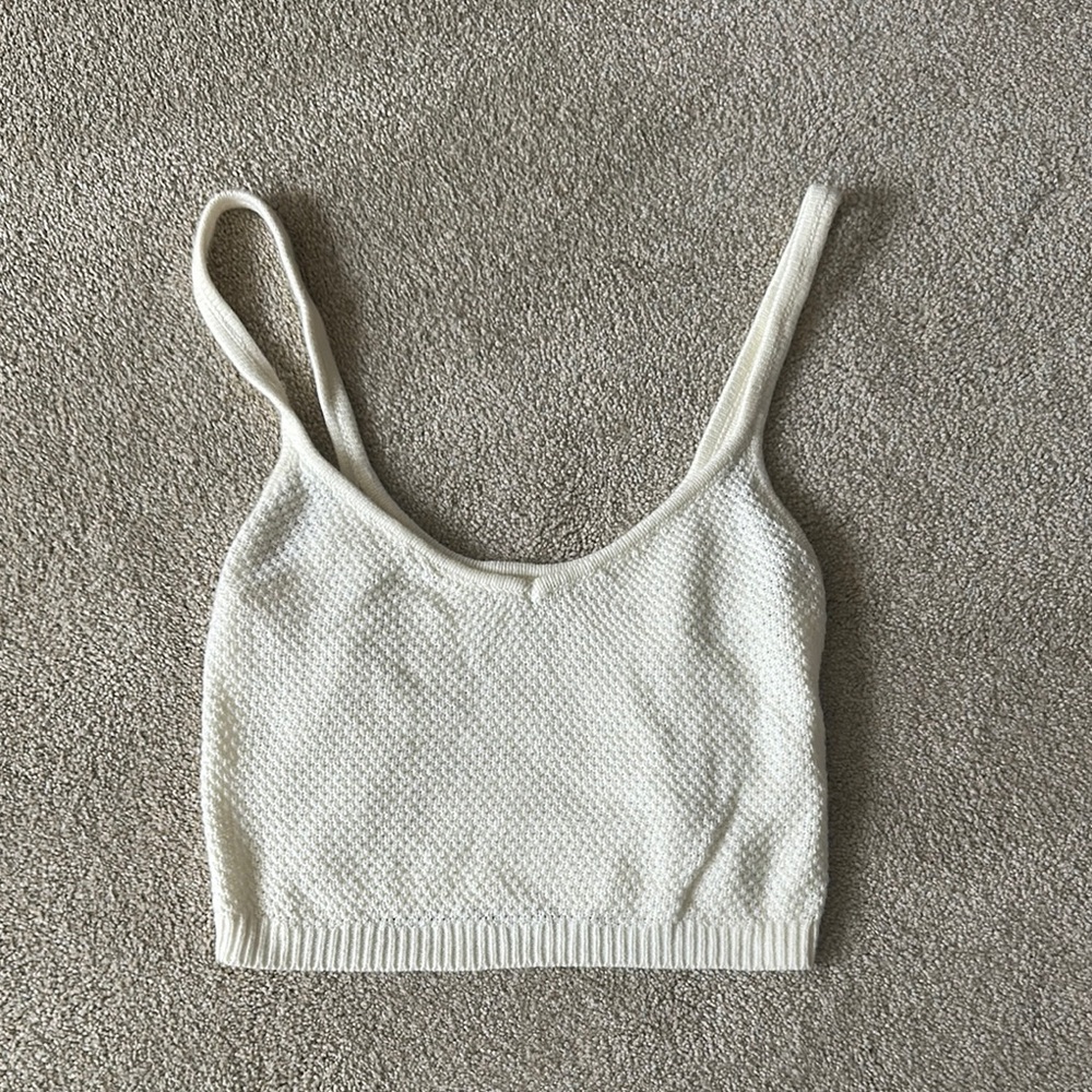 Hollister Cream Knit Crop Top SMALL